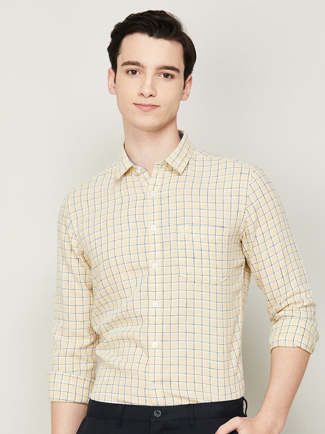 

CODE by Lifestyle Men Grid Tattersall Checks Checked Casual Shirt, Yellow