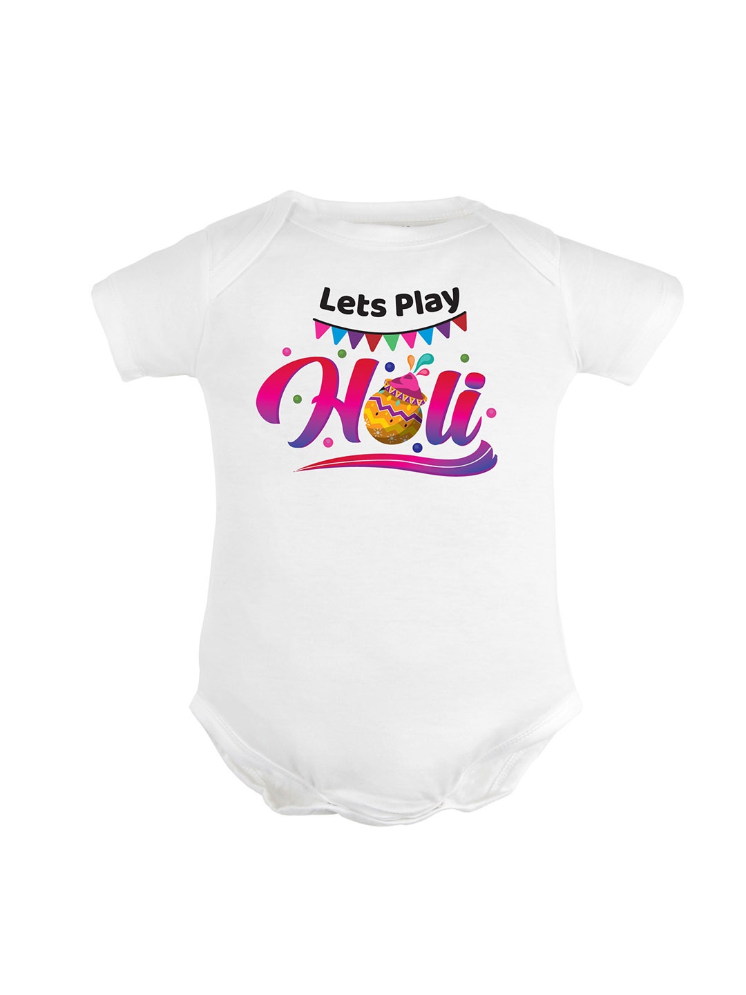 

FFLIRTYGO Infants Holi Printed Pure Cotton Bodysuit, White