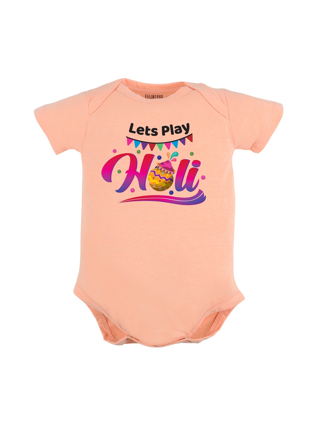 

FFLIRTYGO Infants Holi Printed Pure Cotton Bodysuit, Peach