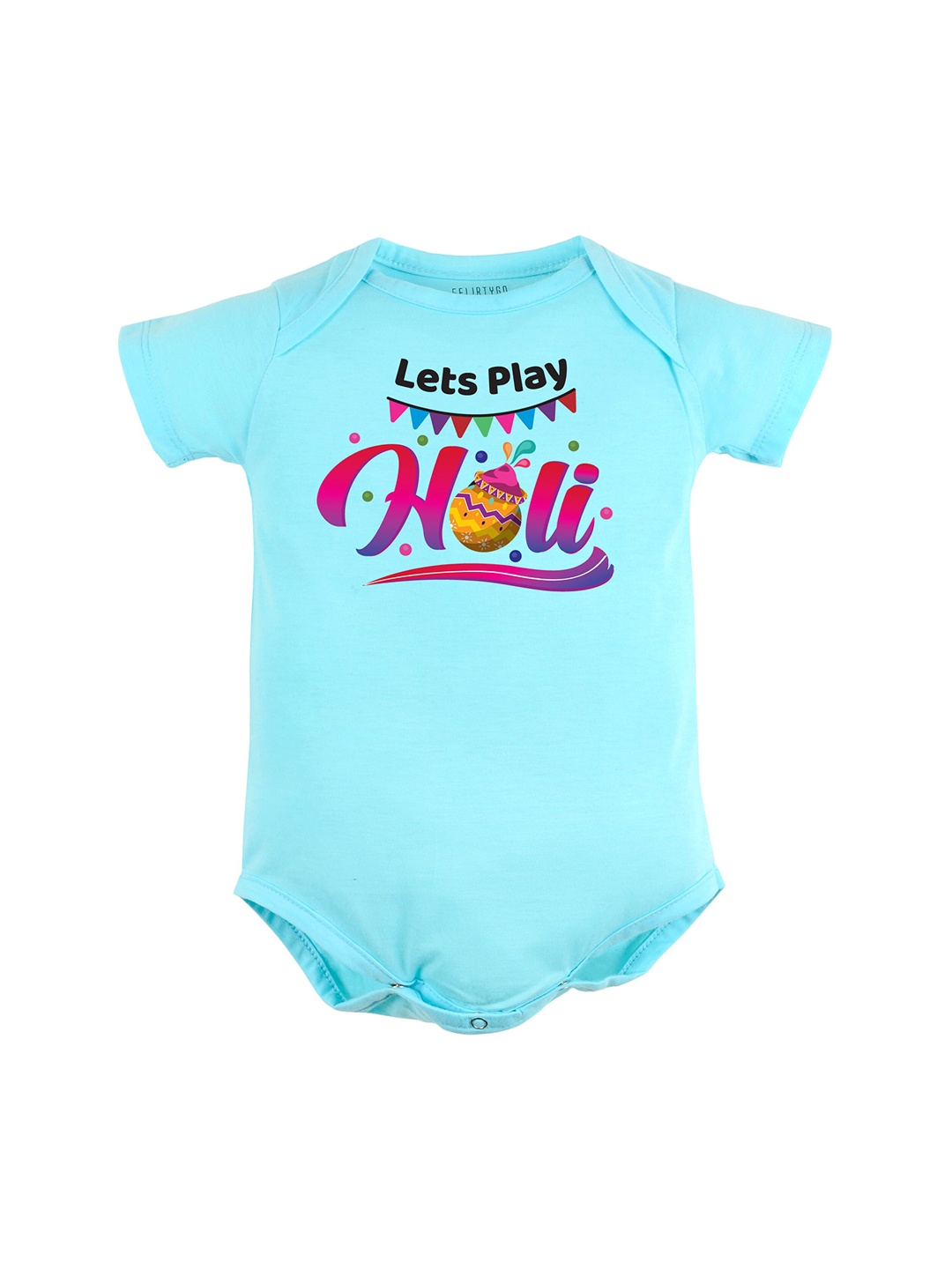 

FFLIRTYGO Infant Kids Printed Pure Cotton Bodysuit, Turquoise blue