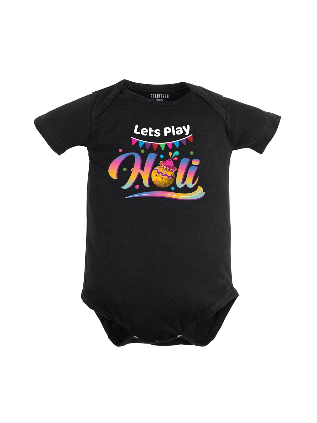 

FFLIRTYGO Infant Kids Printed Pure Cotton Bodysuit, Black