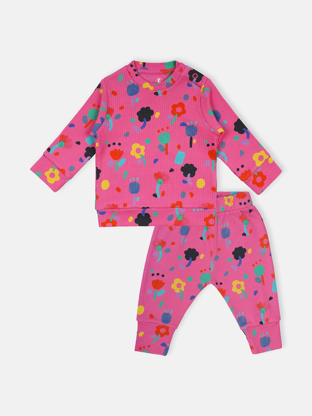 

Babysafe Infant Boys Printed Pure Cotton T-shirt with Joggers, Pink
