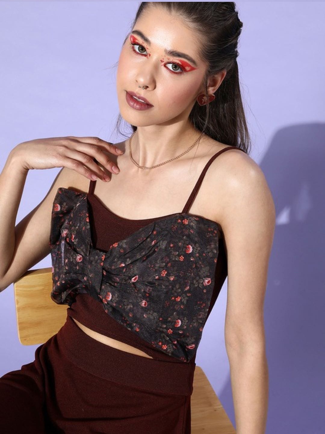 Sera Shoulder Strap A-Line Dress, Burgundy