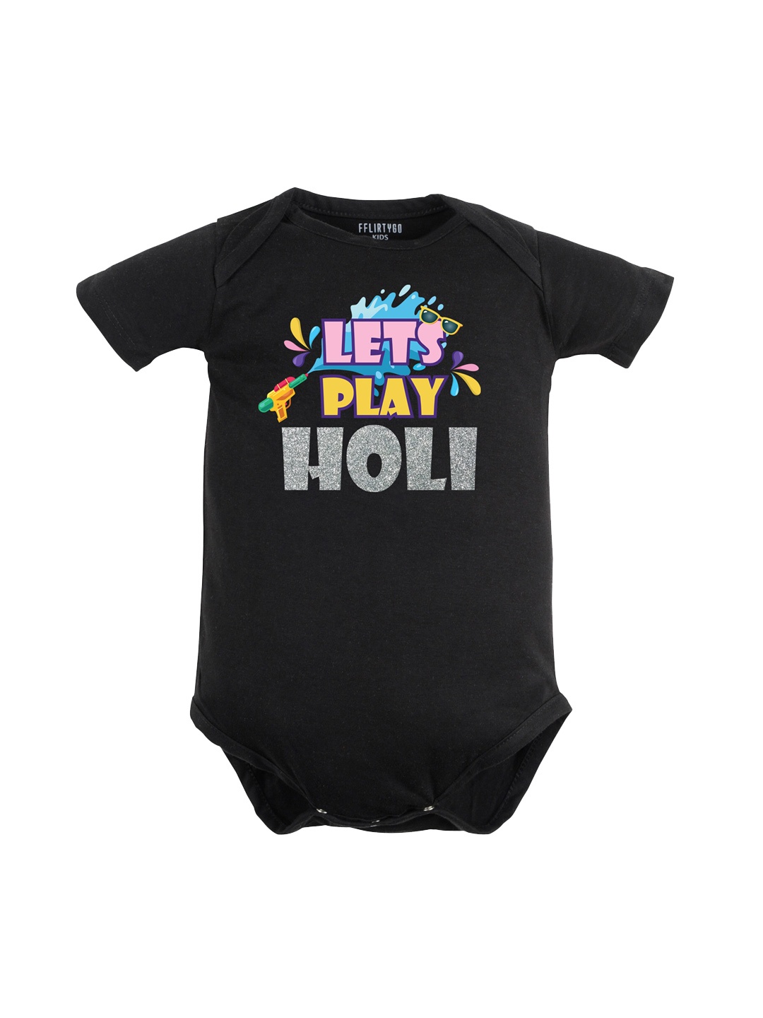 

FFLIRTYGO Infants Printed Cotton Romper, Black