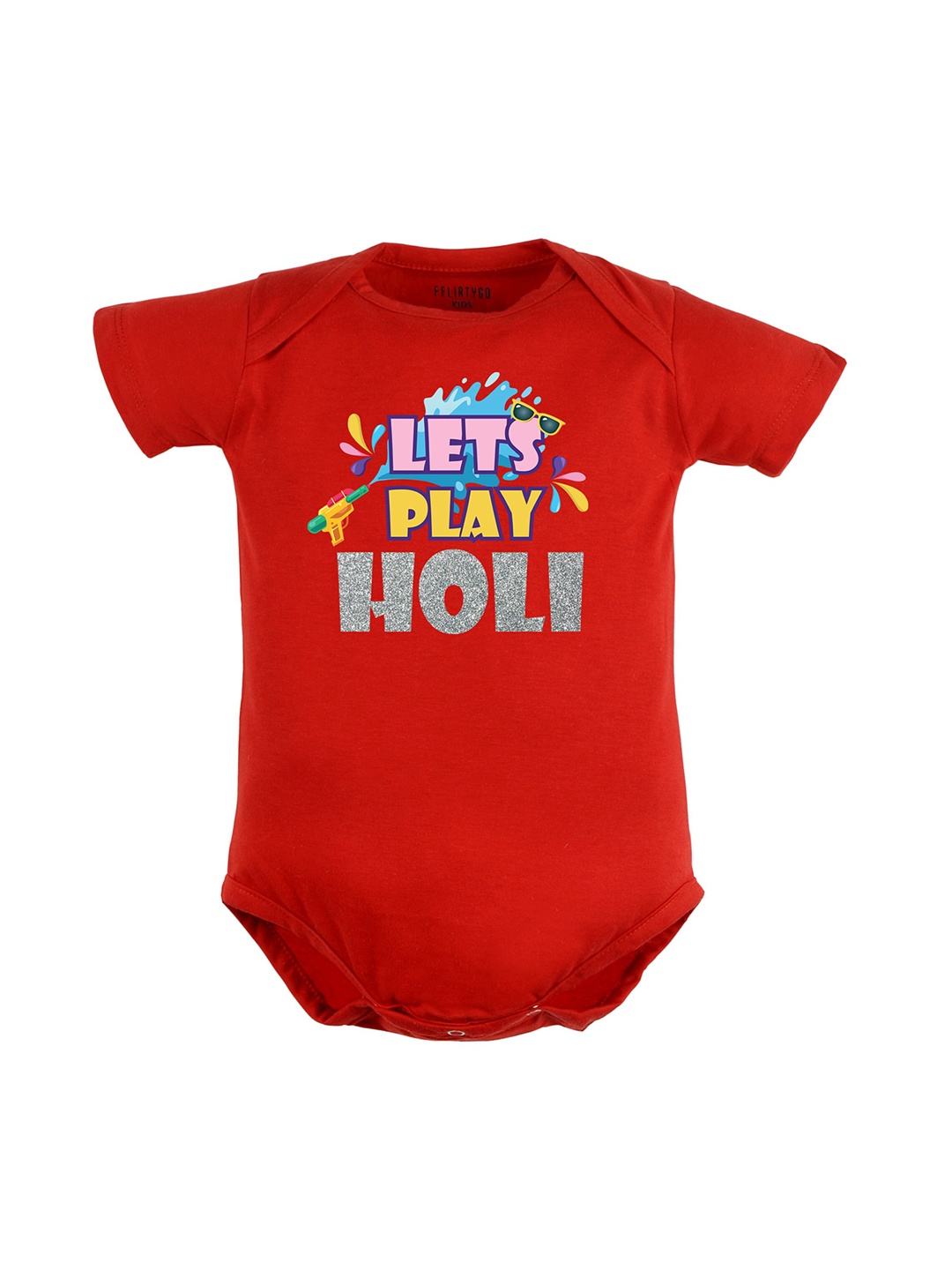 

FFLIRTYGO Infants Printed Pure Cotton Rompers, Red