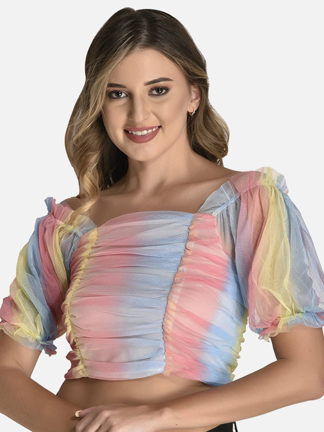 

FIMS Vertical Striped Crop Top, Blue