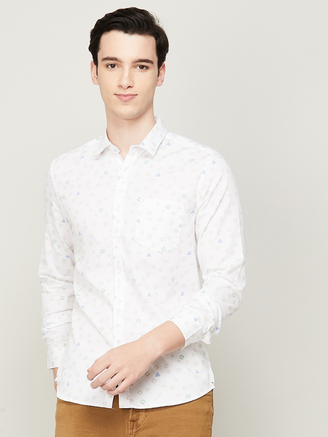

Fame Forever by Lifestyle Men Conversational Printed Casual Cotton Shirt, White