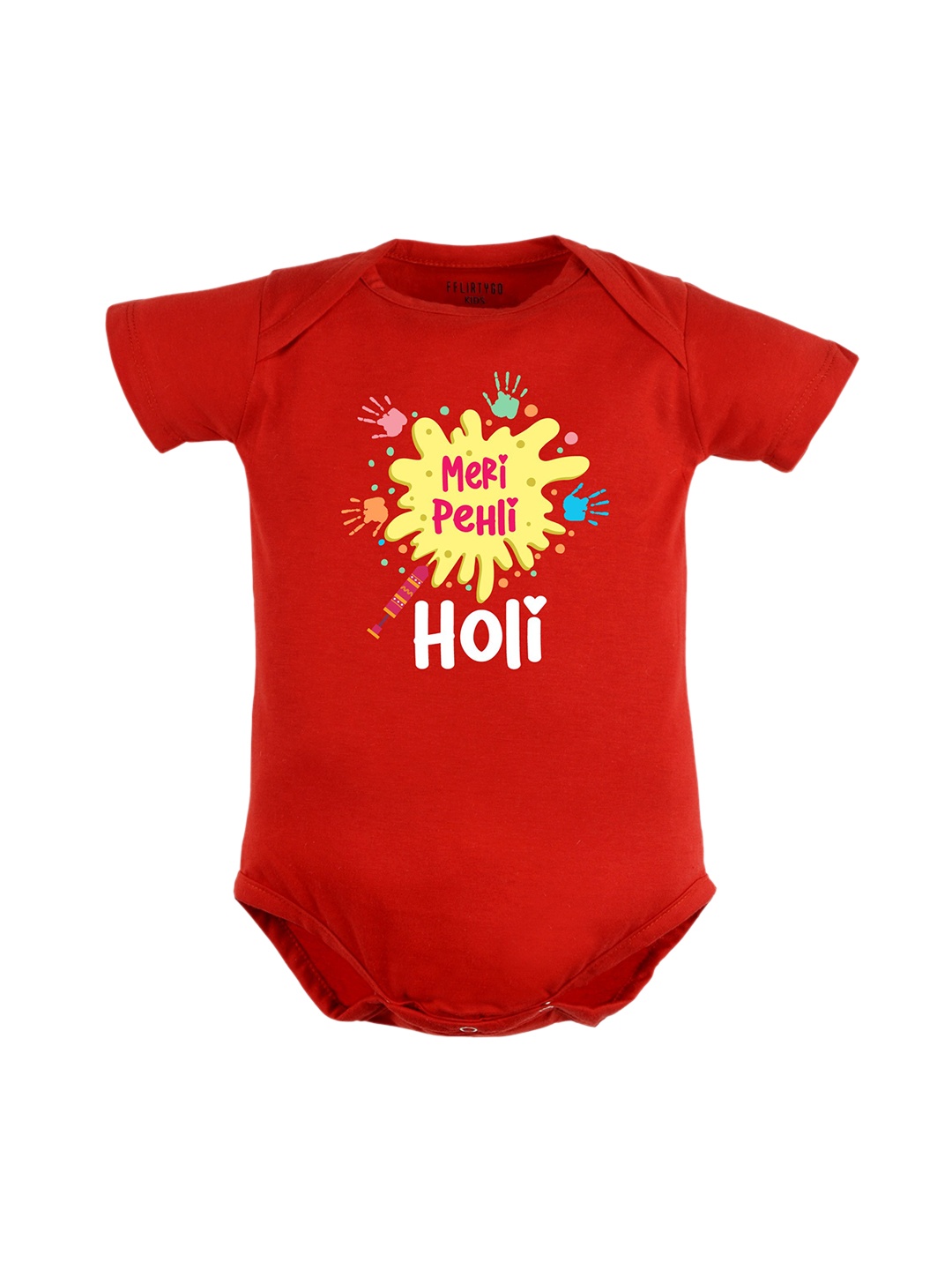 

FFLIRTYGO Infants Kids Printed Pure Cotton Romper, Red