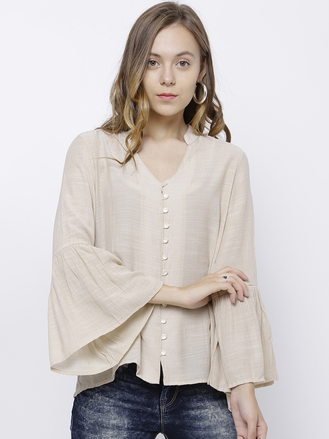 

Tokyo Talkies Women Beige Solid Top