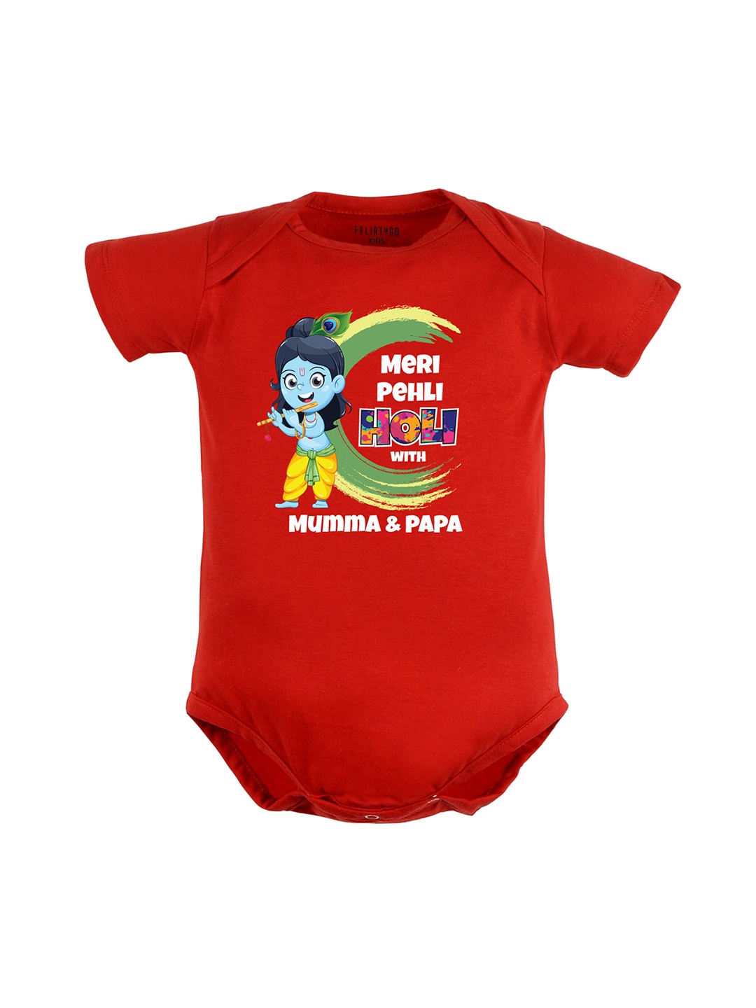 

FFLIRTYGO Infants Holi-Printed Cotton Bodysuit, Red