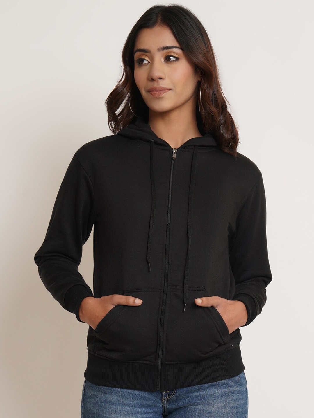 

Purple State Women kangaroo Pockets Hooded Sweatshirt, Black