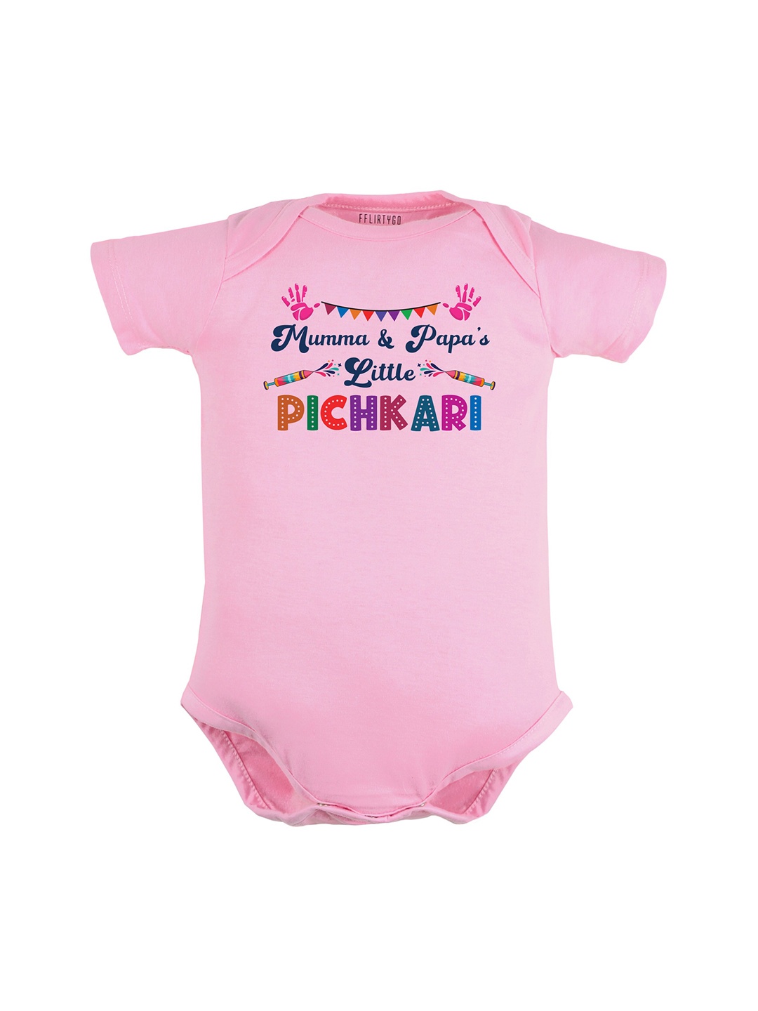 

FFLIRTYGO Kids Printed Pure Cotton Romper, Pink