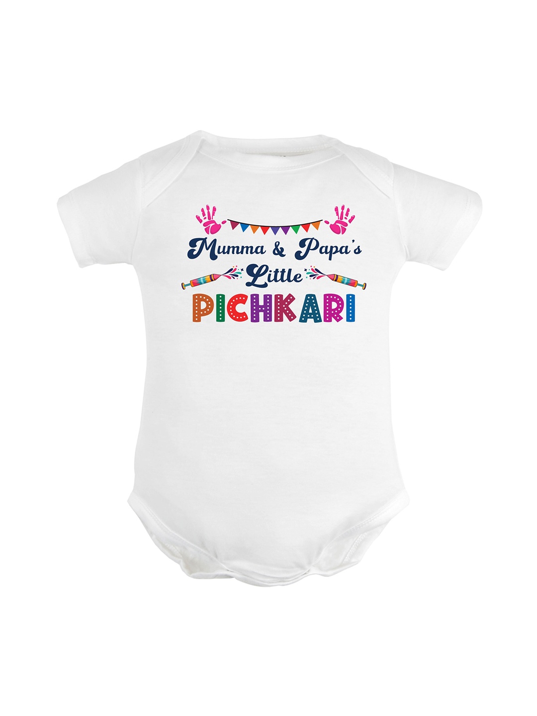

FFLIRTYGO Infants Holi Printed Pure Cotton Bodysuit, White