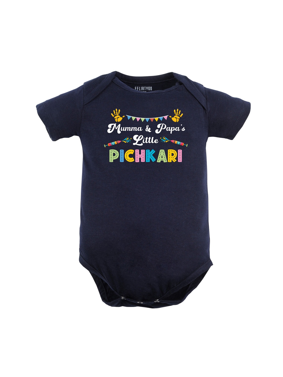 

FFLIRTYGO Infant Kids Printed Pure Cotton Bodysuit, Navy blue