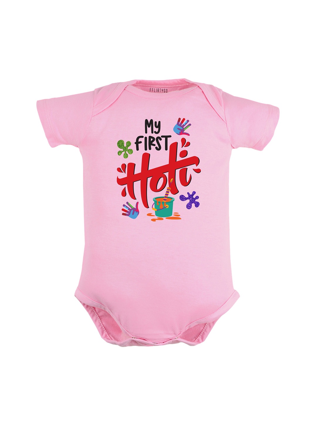 

FFLIRTYGO Infants Typography Printed Pure Cotton Bodysuit, Pink