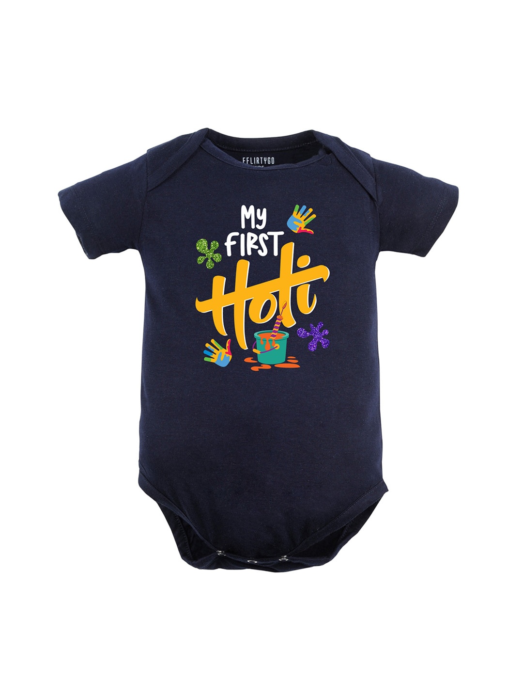 

FFLIRTYGO Infants Printed Pure Cotton Romper, Navy blue