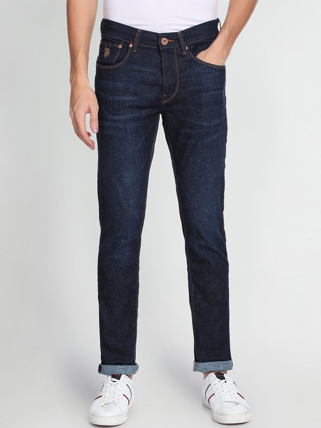 

U.S. Polo Assn. Denim Co. Men Slim Fit Light Fade Cotton Jeans, Navy blue