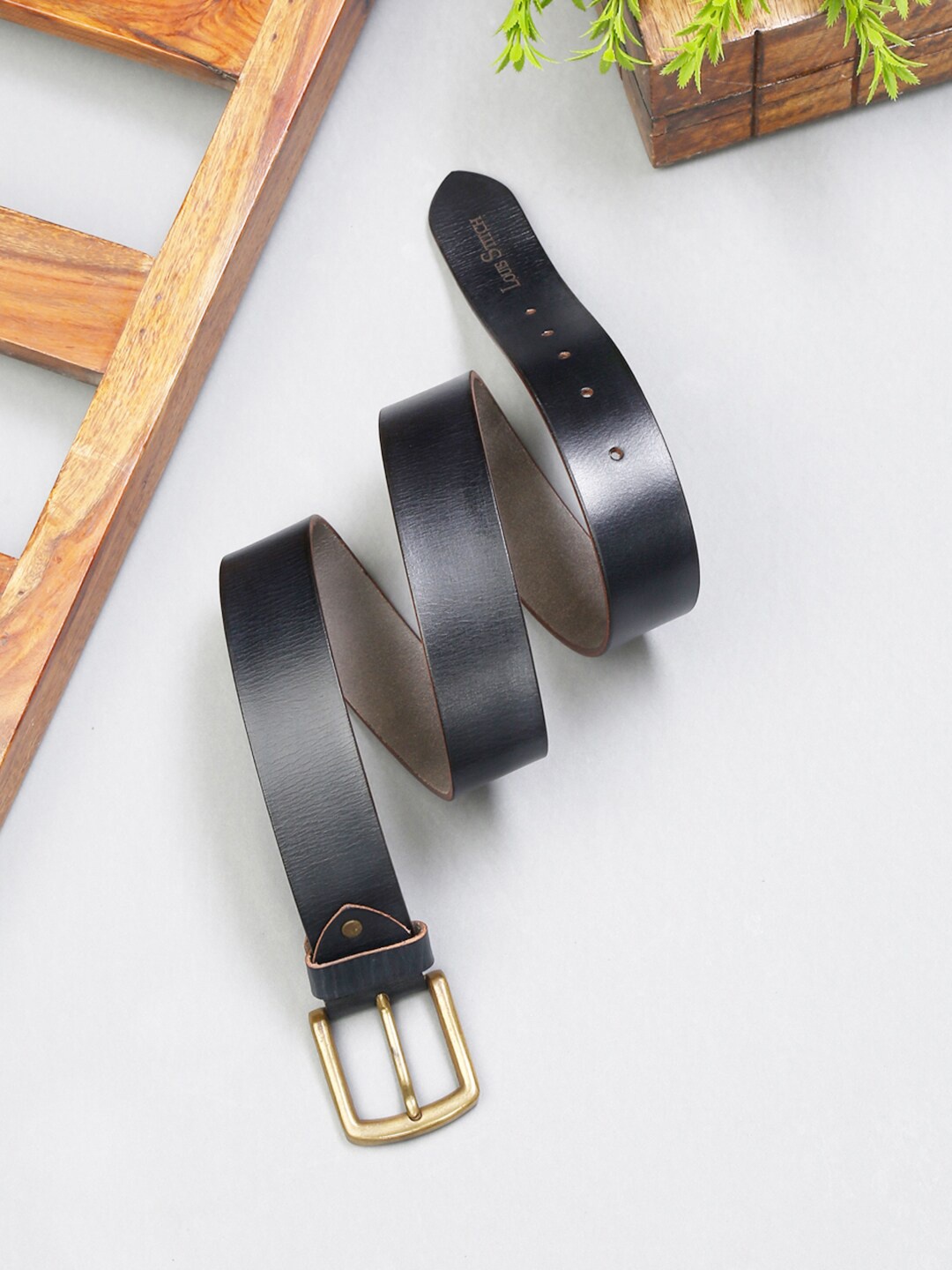 

LOUIS STITCH Men Premium Leather Casual Belt, Black