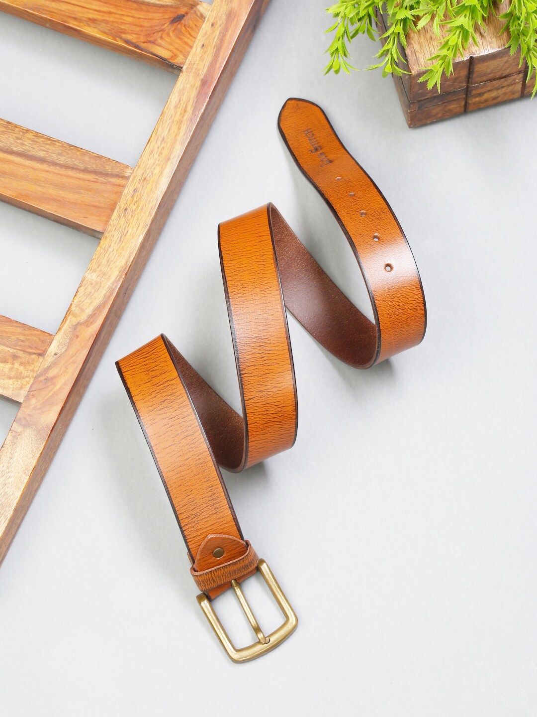 

LOUIS STITCH Men Premium Leather Casual Belt, Tan