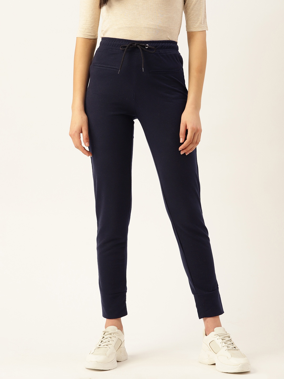 

Alsace Lorraine Paris Women Solid Joggers, Navy blue