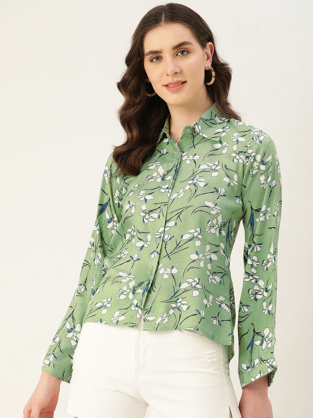 

Alsace Lorraine Paris Smart Floral Printed Casual Shirt, Green