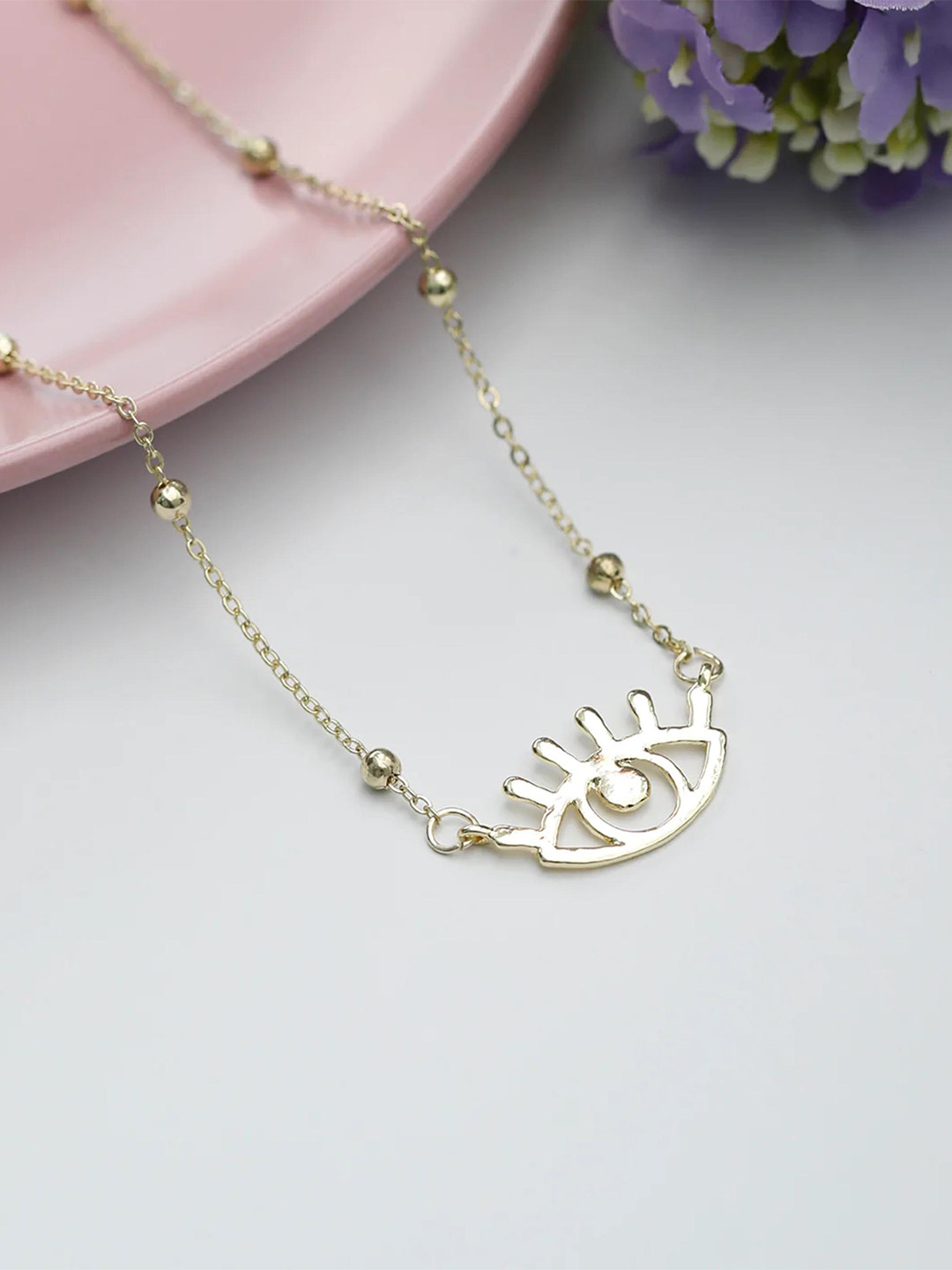 

Pinapes Women Gold-Plated Evil Eye Necklace