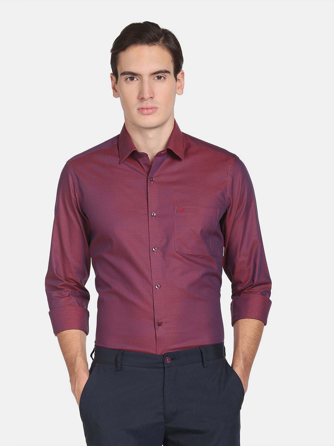 

Arrow Men Slim Fit Floral Printed Pure Cotton Casual Shirt, Maroon