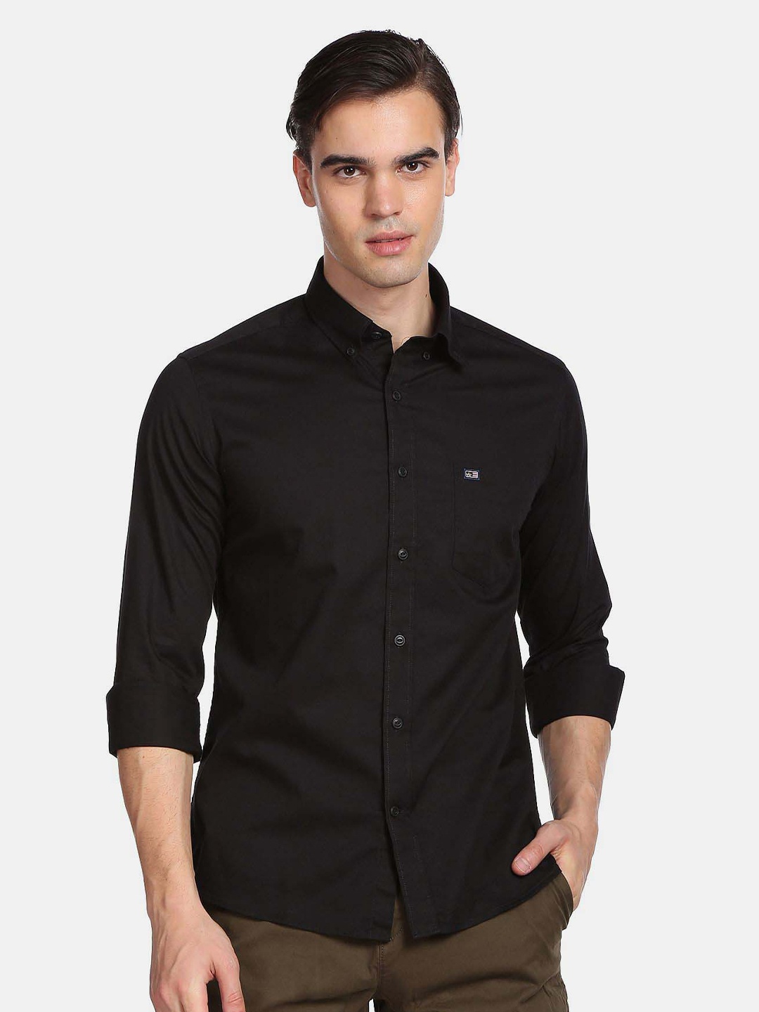Arrow Sport Men Slim Fit Casual Pure Cotton Shirt, Black