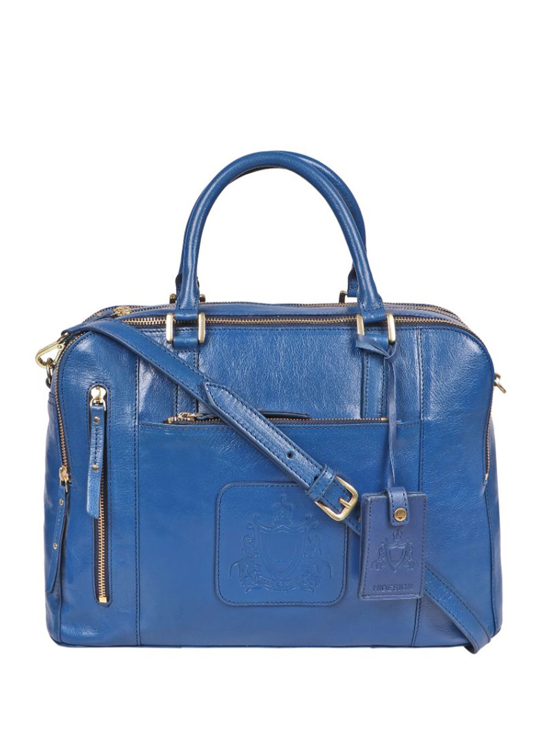 

Hidesign Leather Structured Tasselled Handheld Bag, Blue