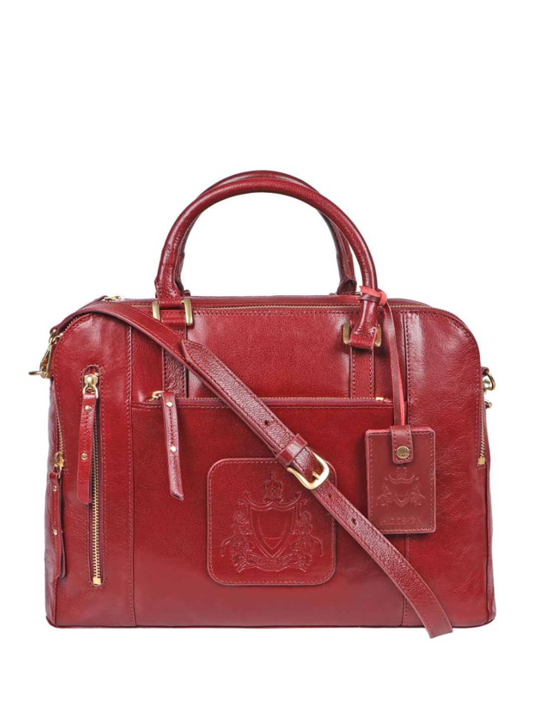 

Hidesign Leather Structured Tasselled Handheld Bag, Red