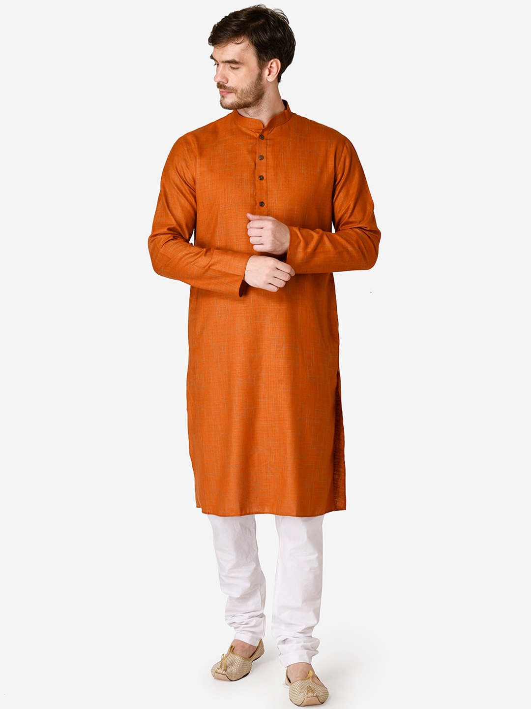 

TABARD Men Geometric Printed Cotton Kurta, Rust