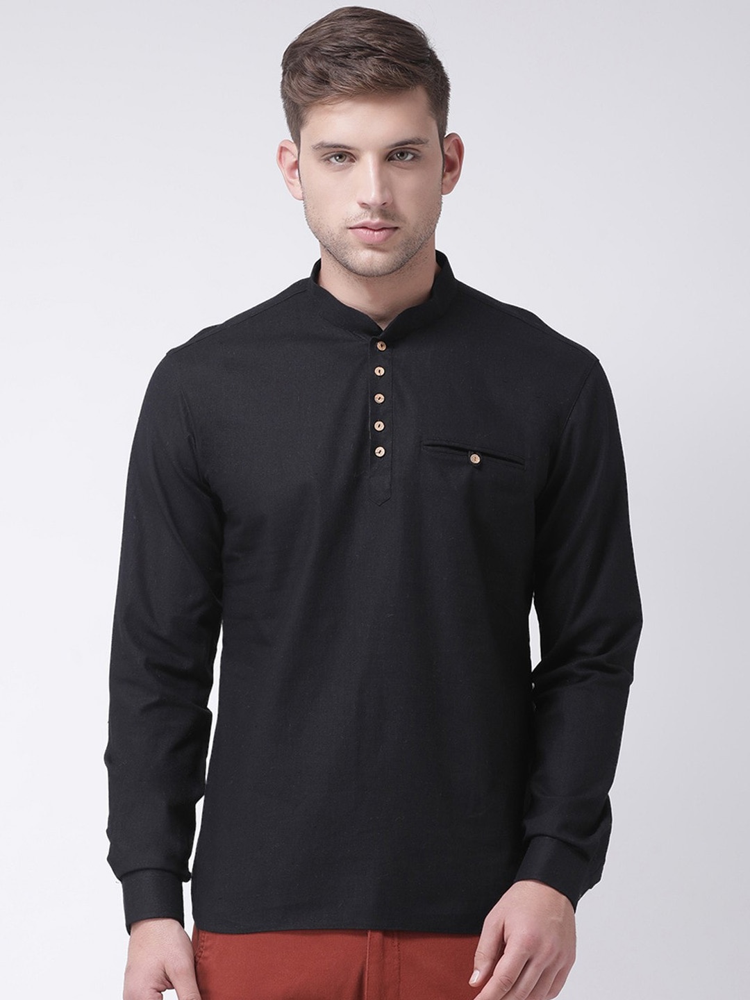 

TABARD Men Regular Cotton Short Kurta, Black