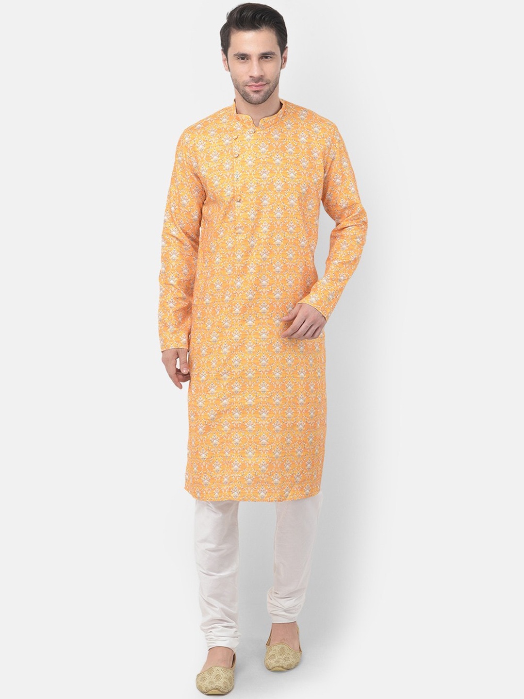 

TABARD Men Ethnic Motifs Cotton Kurta, Yellow