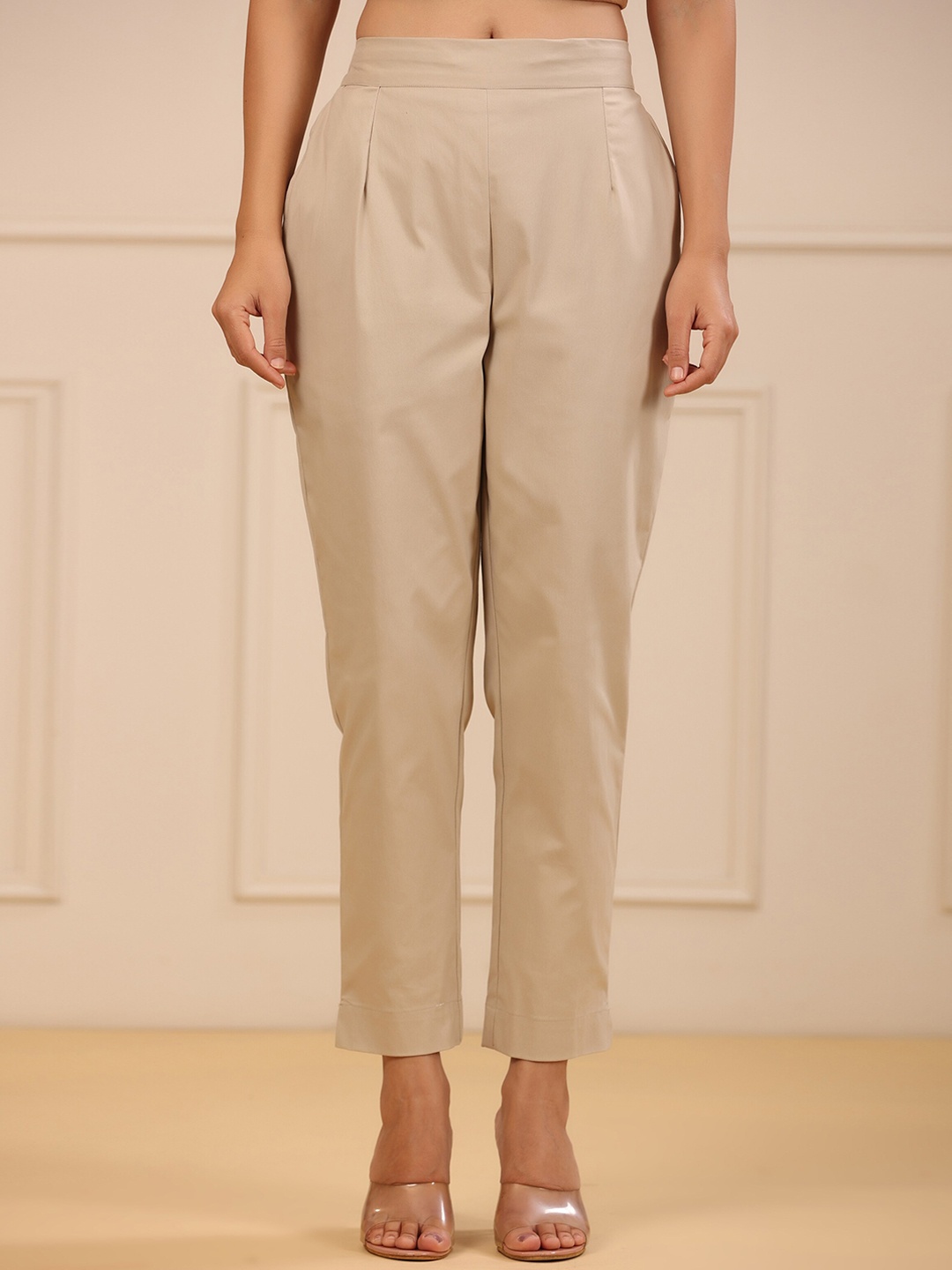 Juniper Women Relaxed Straight Fit Trousers, Beige