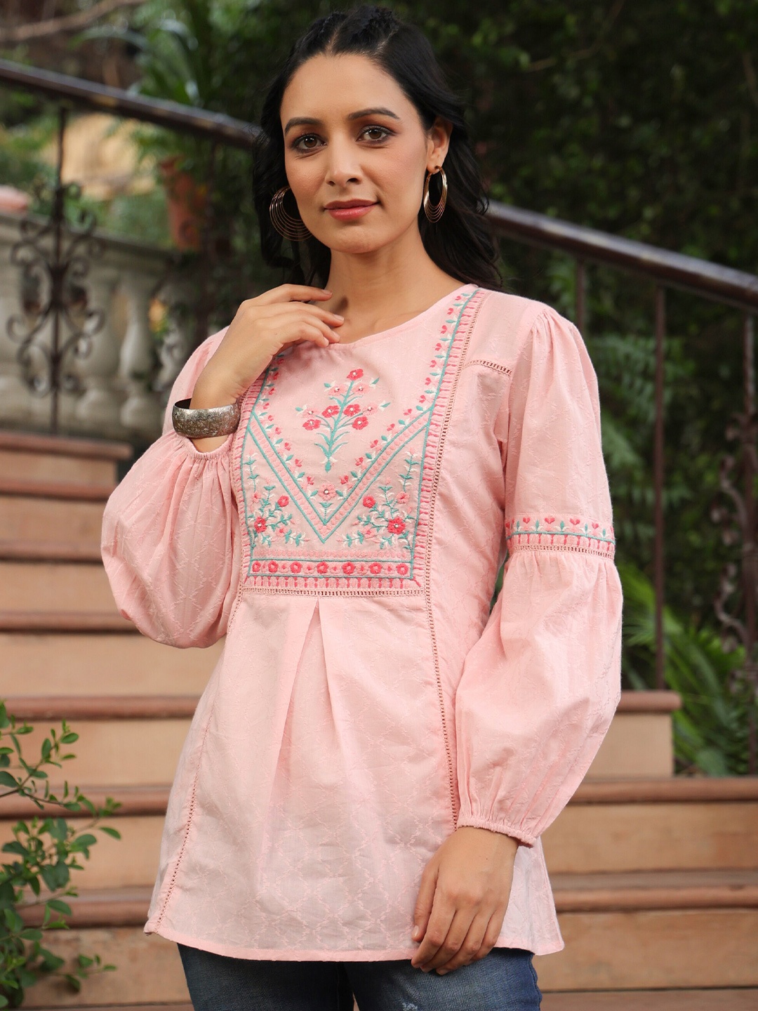 

Juniper Embroidered Cotton Tunic, Pink
