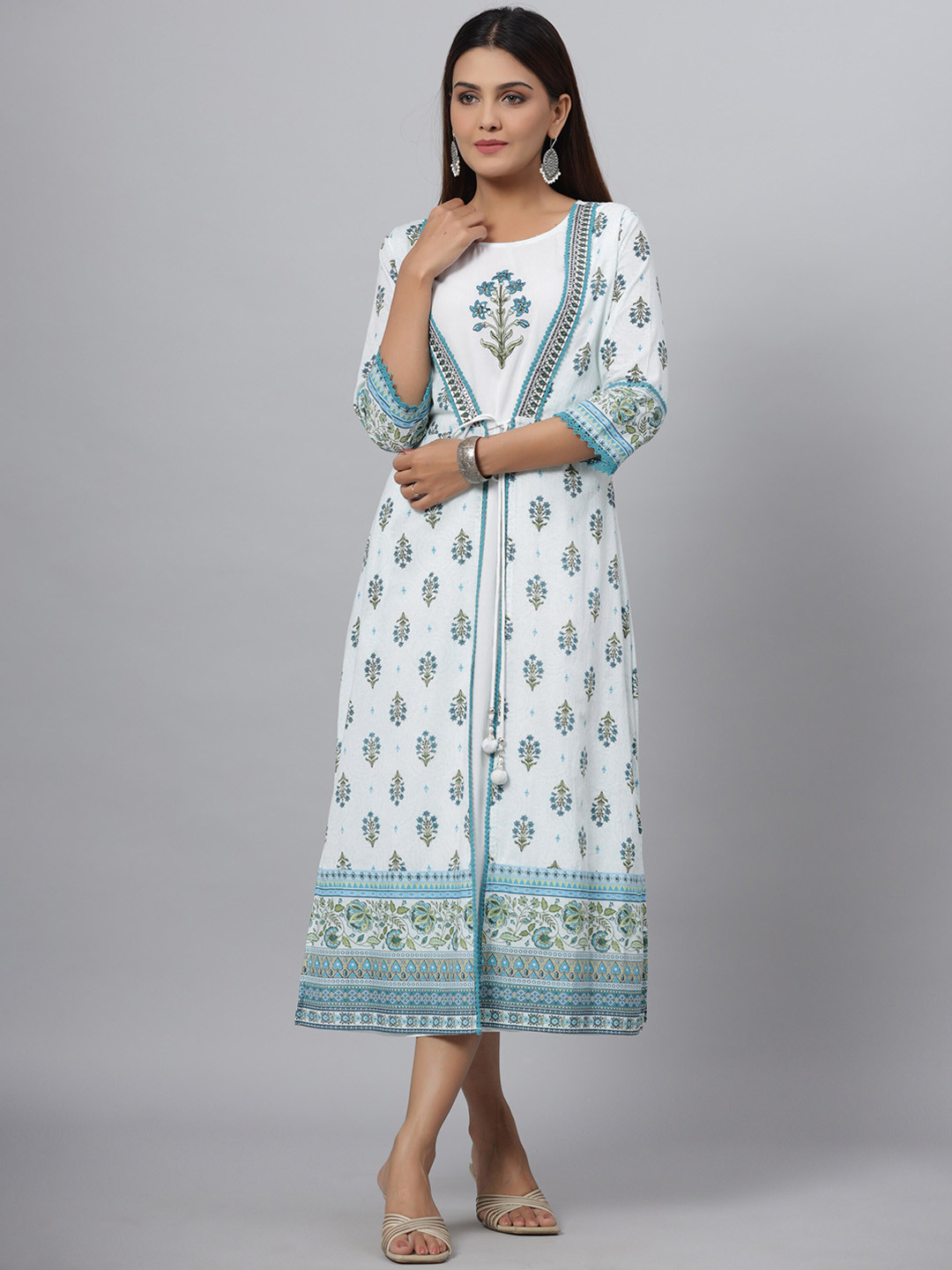 

Juniper Women Ethnic Motifs Printed Ethnic Dress, White