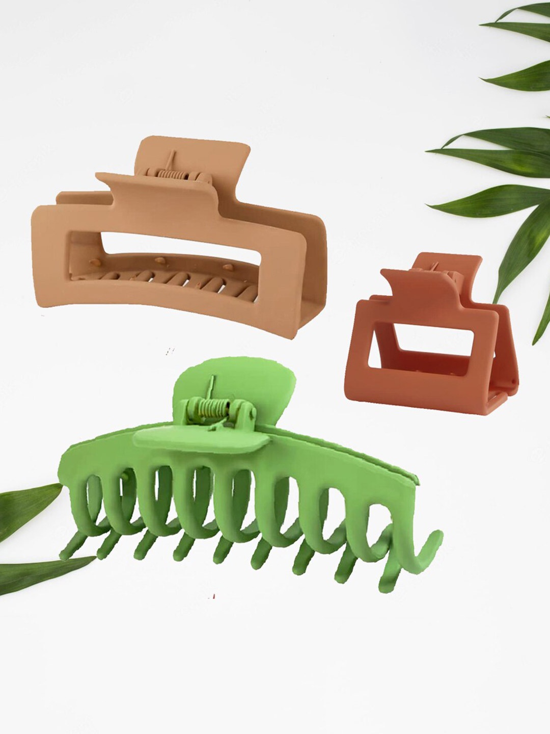 FIMBUL Women Set of 3 Hair Claw Clip, Green