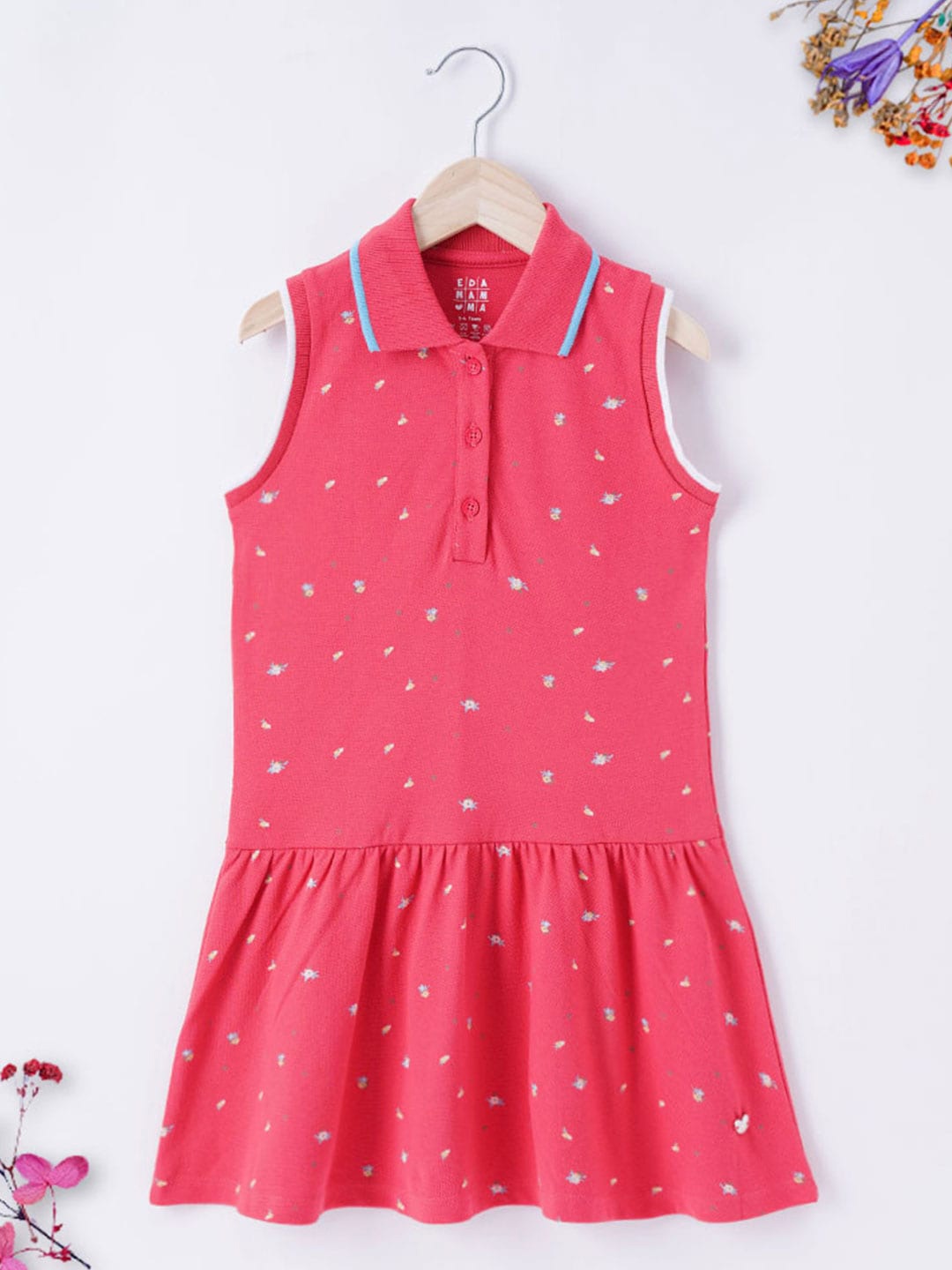 

Ed-a-Mamma Girls Drop-Waist Cotton Dress, Pink