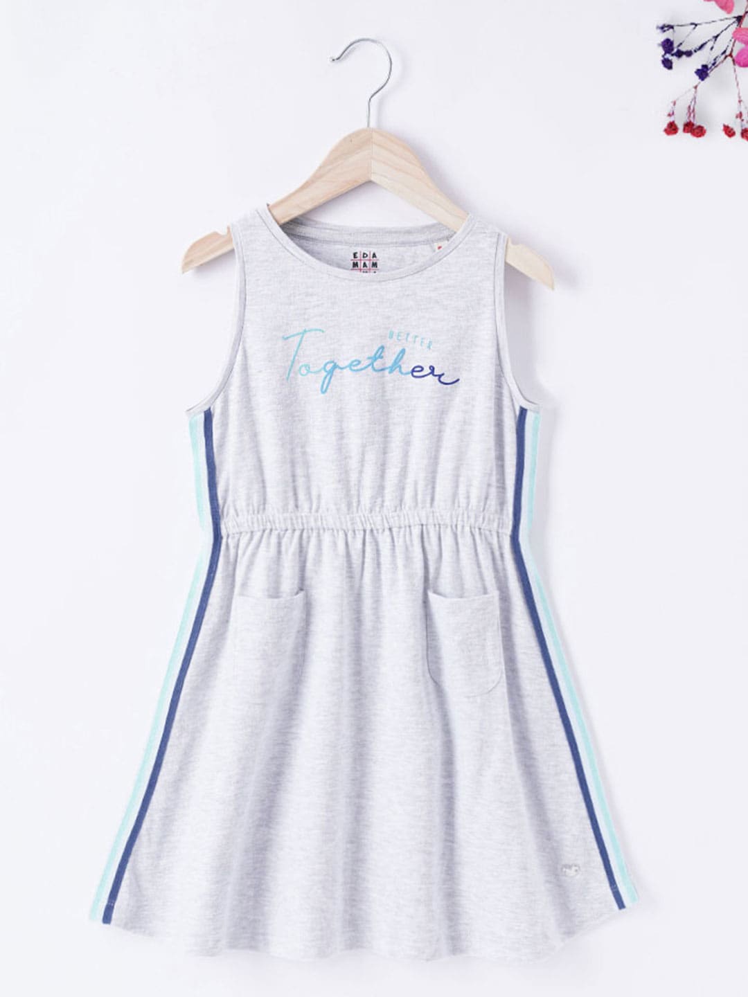 

Ed-a-Mamma Girls Typography Printed Cotton Dress, Grey
