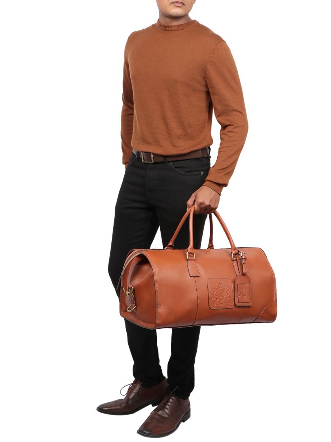 

Hidesign Men Leather Duffle Bag, Tan