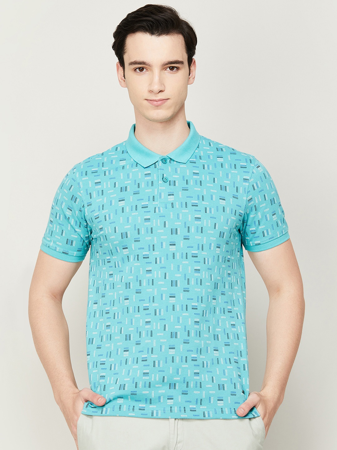 

CODE by Lifestyle Men Printed Polo Collar T-shirt, Blue