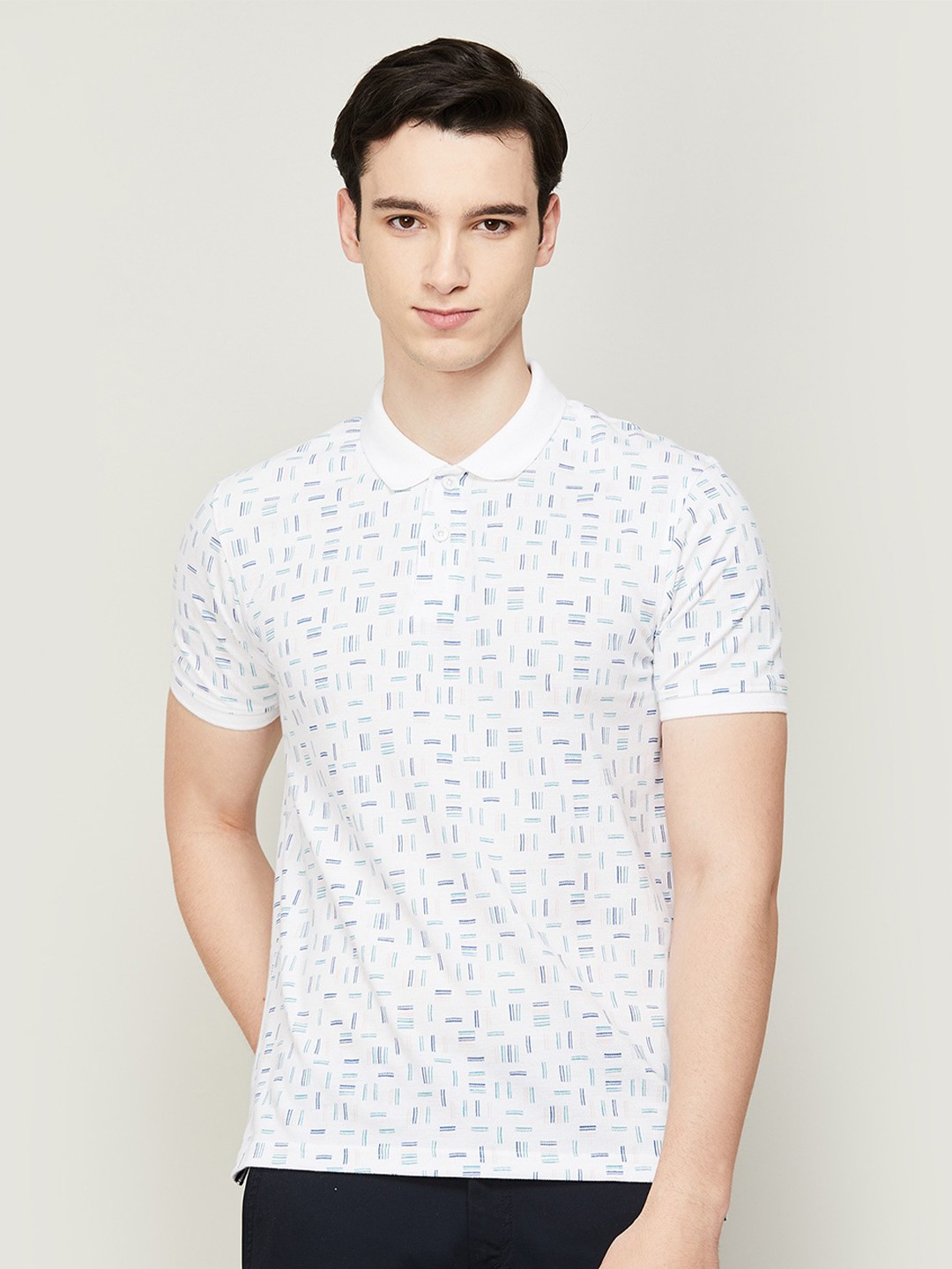 

CODE by Lifestyle Men Printed Polo Collar T-shirt, White