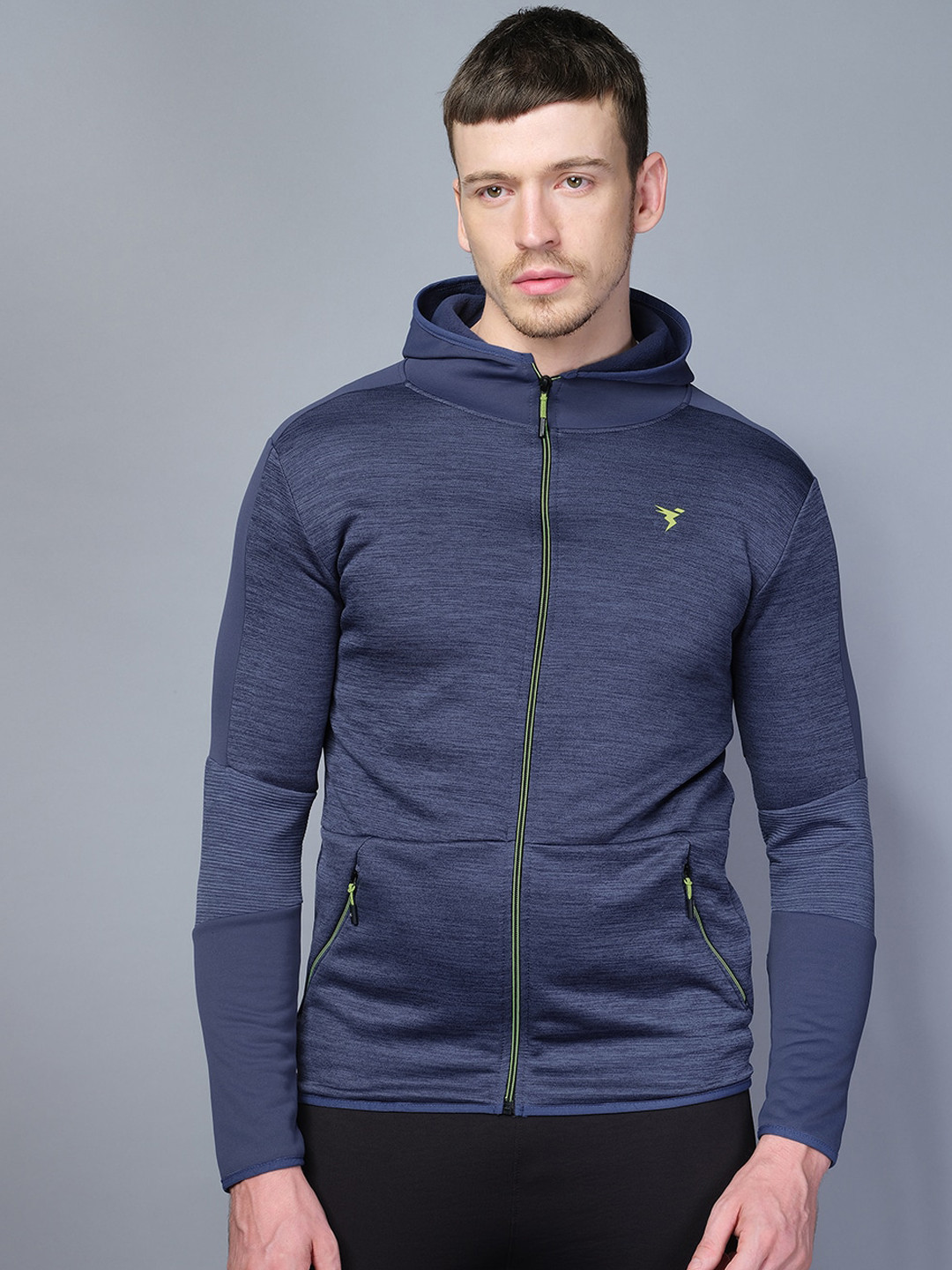 

Technosport Men Lightweight Antimicrobial Hooded Sporty Jacket, Navy blue