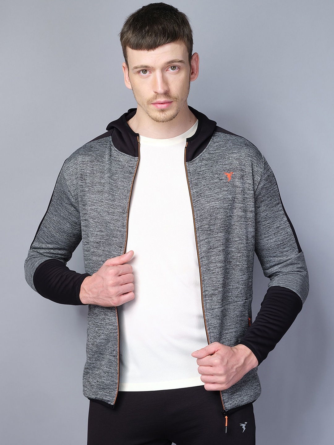 

Technosport Men Lightweight Antimicrobial Sporty Hooded Jacket, Grey