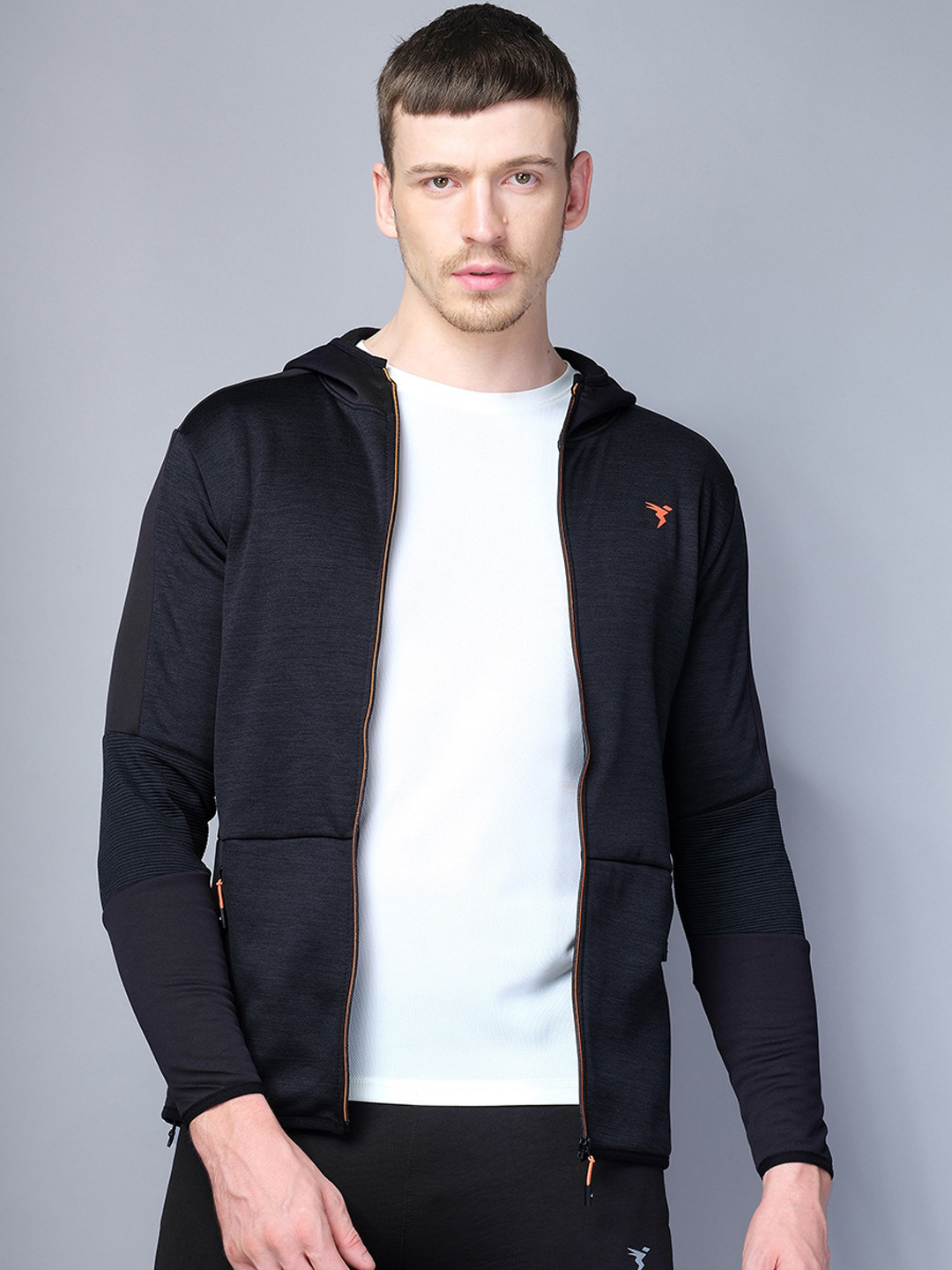 

Technosport Men Lightweight Antimicrobial Sporty Hooded Jacket, Charcoal