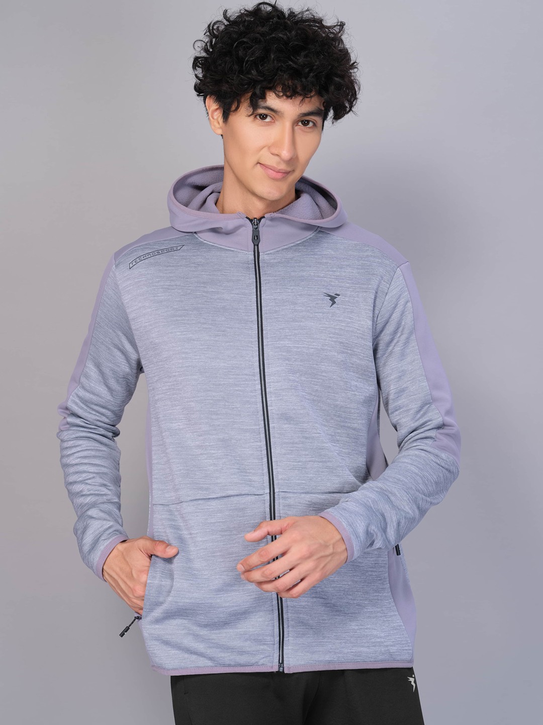 

Technosport Lightweight Antimicrobial Sporty Hooded Jacket, Grey