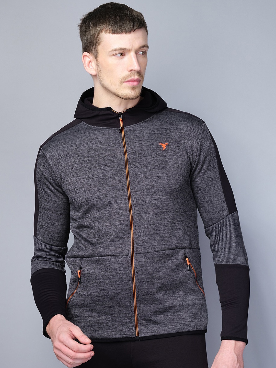 

Technosport Men Sporty Hooded Jacket, Grey melange