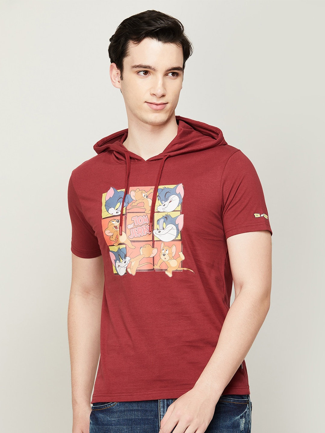 

Fame Forever by Lifestyle Men Tom & Jerry Printed Cotton T-shirt, Red