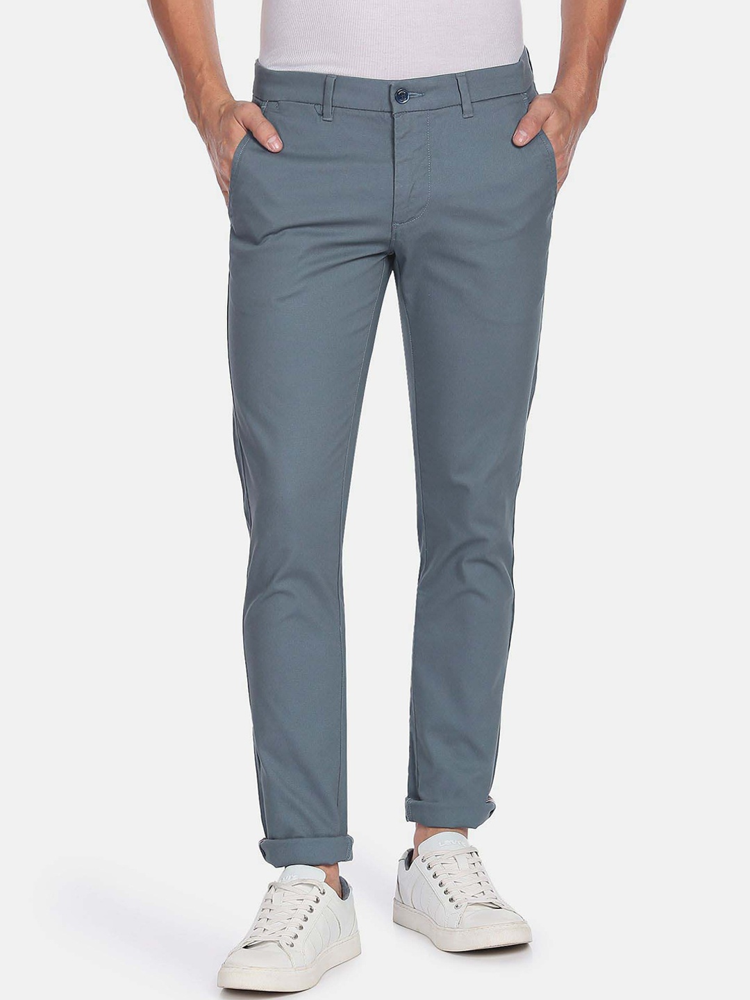 

Arrow Sport Men Low-Rise Autoflex Trousers, Blue