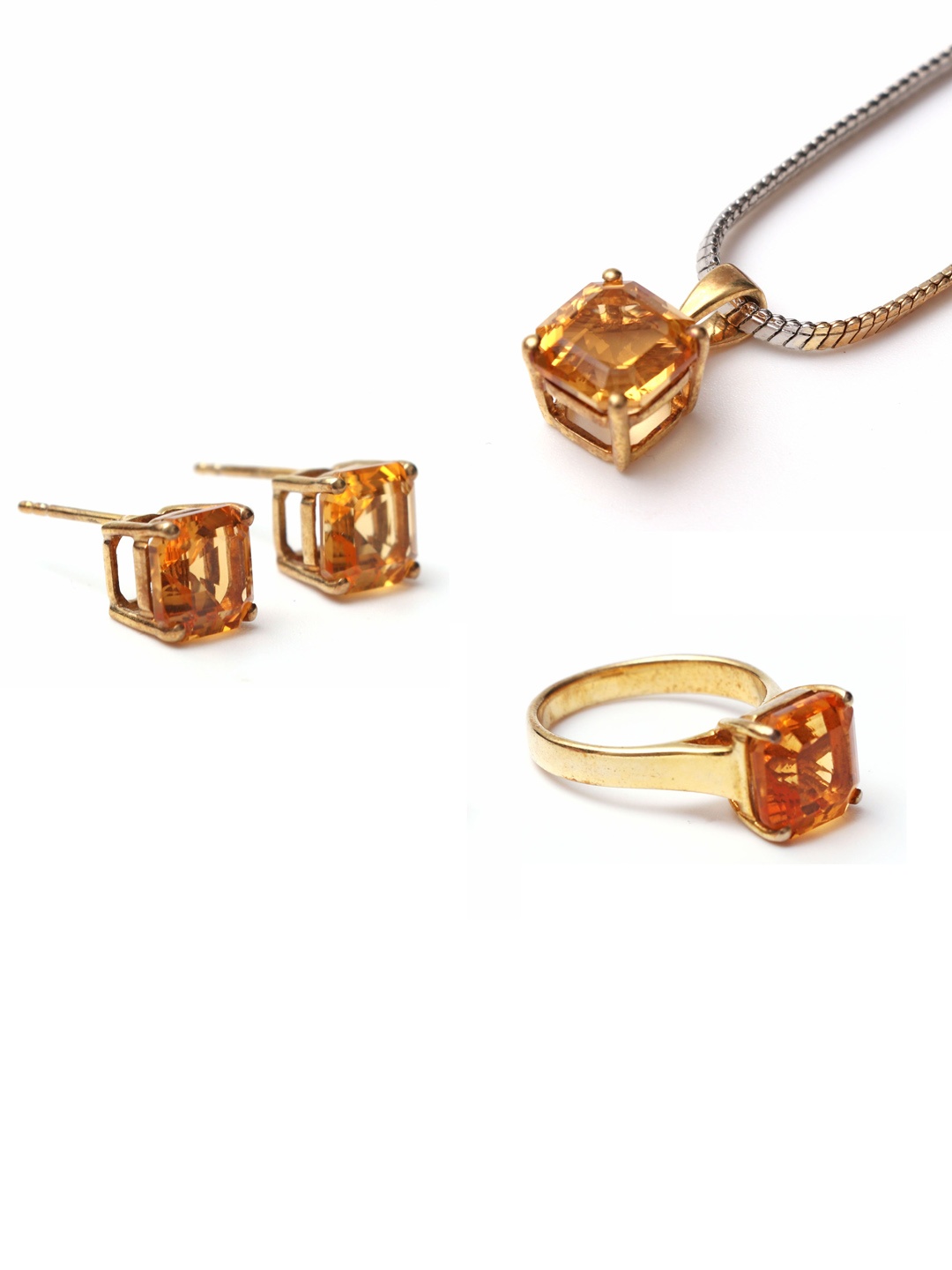 

HIFLYER JEWELS Gold-Plated Stone-Studded Jewellery Set, Yellow